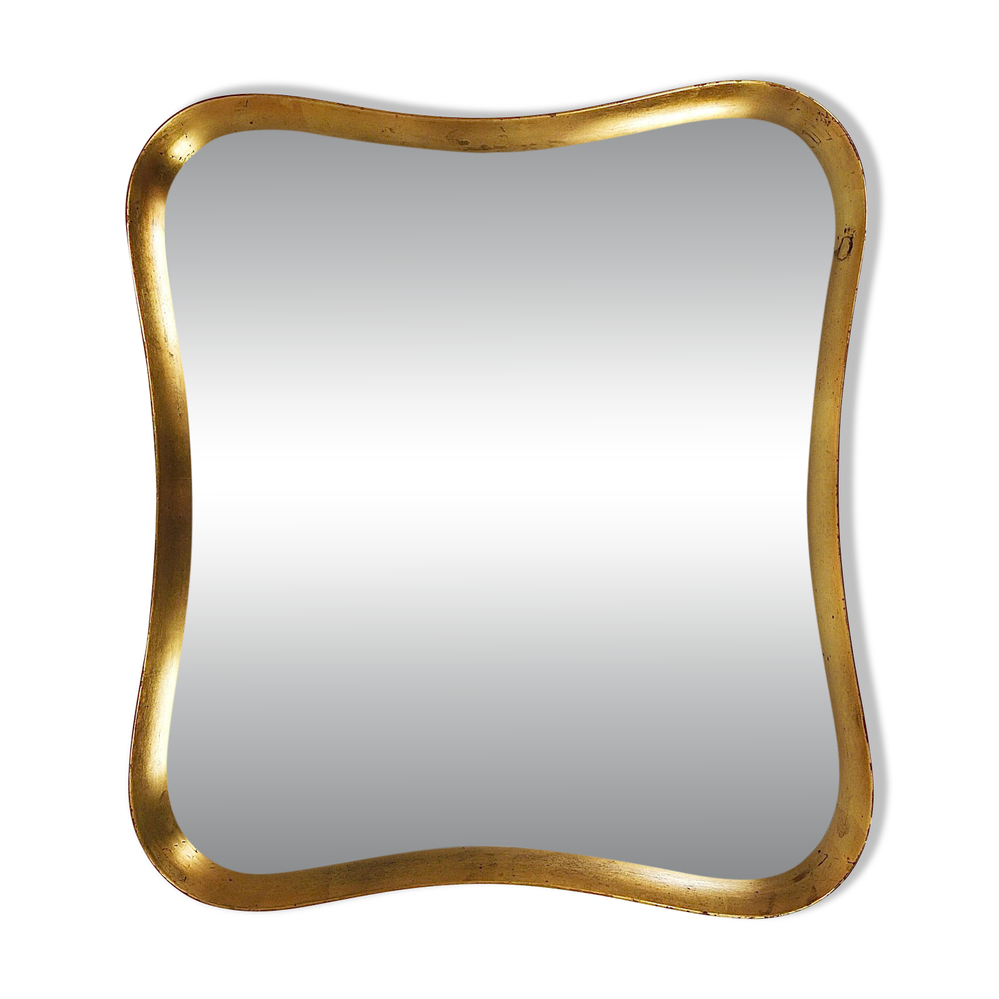 Golden wooden mirror in the style of Gio Ponti by Max Welz, Vienna, Austria, 1940s.