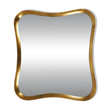 Golden wooden mirror in the style of Gio Ponti by Max Welz, Vienna, Austria, 1940s.
