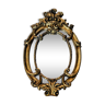 Louis XVI style French oval mirror with double gilded wood frame