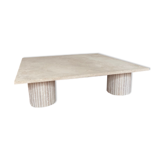 Square coffee table - natural travertine - 120x120