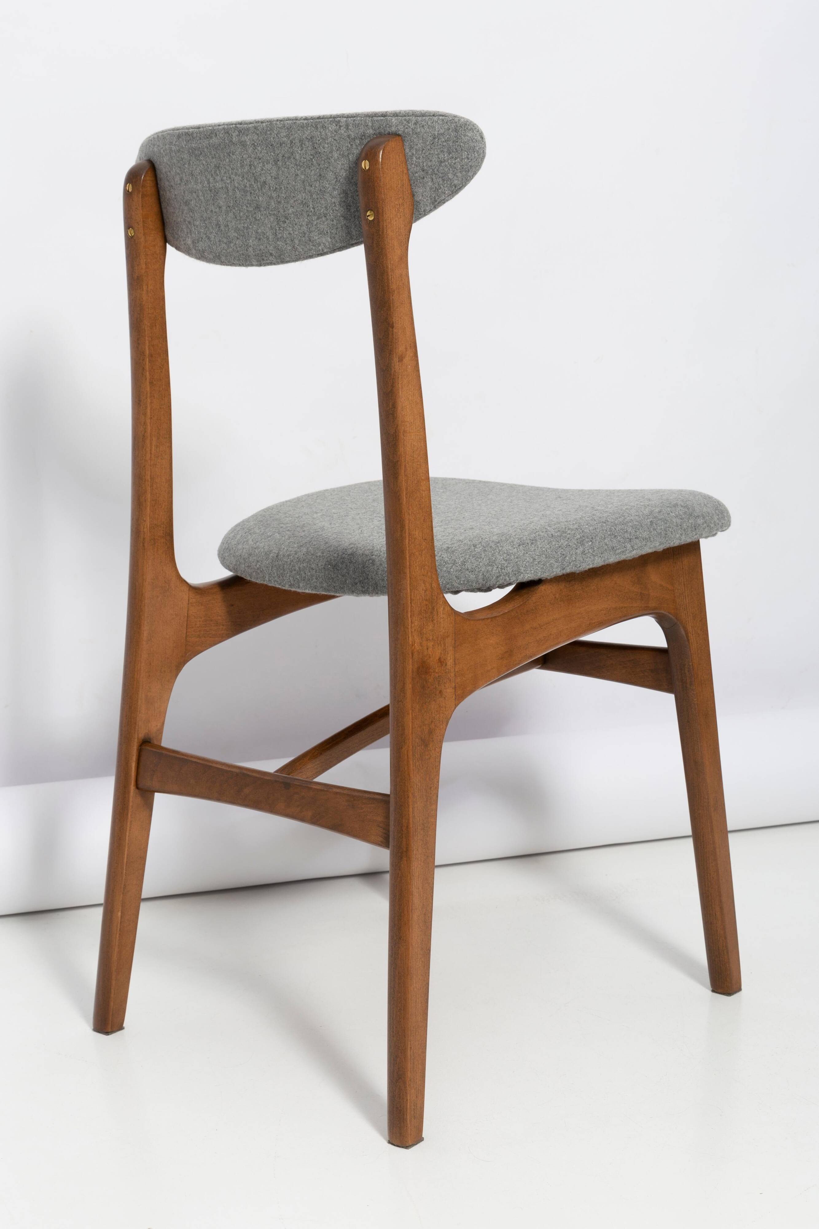 Grey wool chair in mid-century style designed by Rajmund Halas, Poland, 1960s.