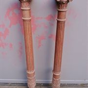 Pair of Corinthian columns H83cm in carved wood from the 19th century.