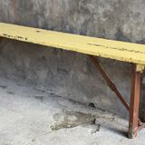 Folding all-wood guinguette bench - vintage mid-XXth