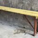 Folding all-wood guinguette bench - vintage mid-XXth