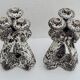Pair of three-burner candelabra candlesticks by Marius Giuge glazed ceramic Vallauris 1950