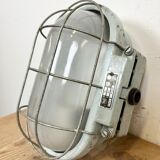 Industrial Cast Aluminium Wall Light with Milk Glass from Elektrosvit, 1970s