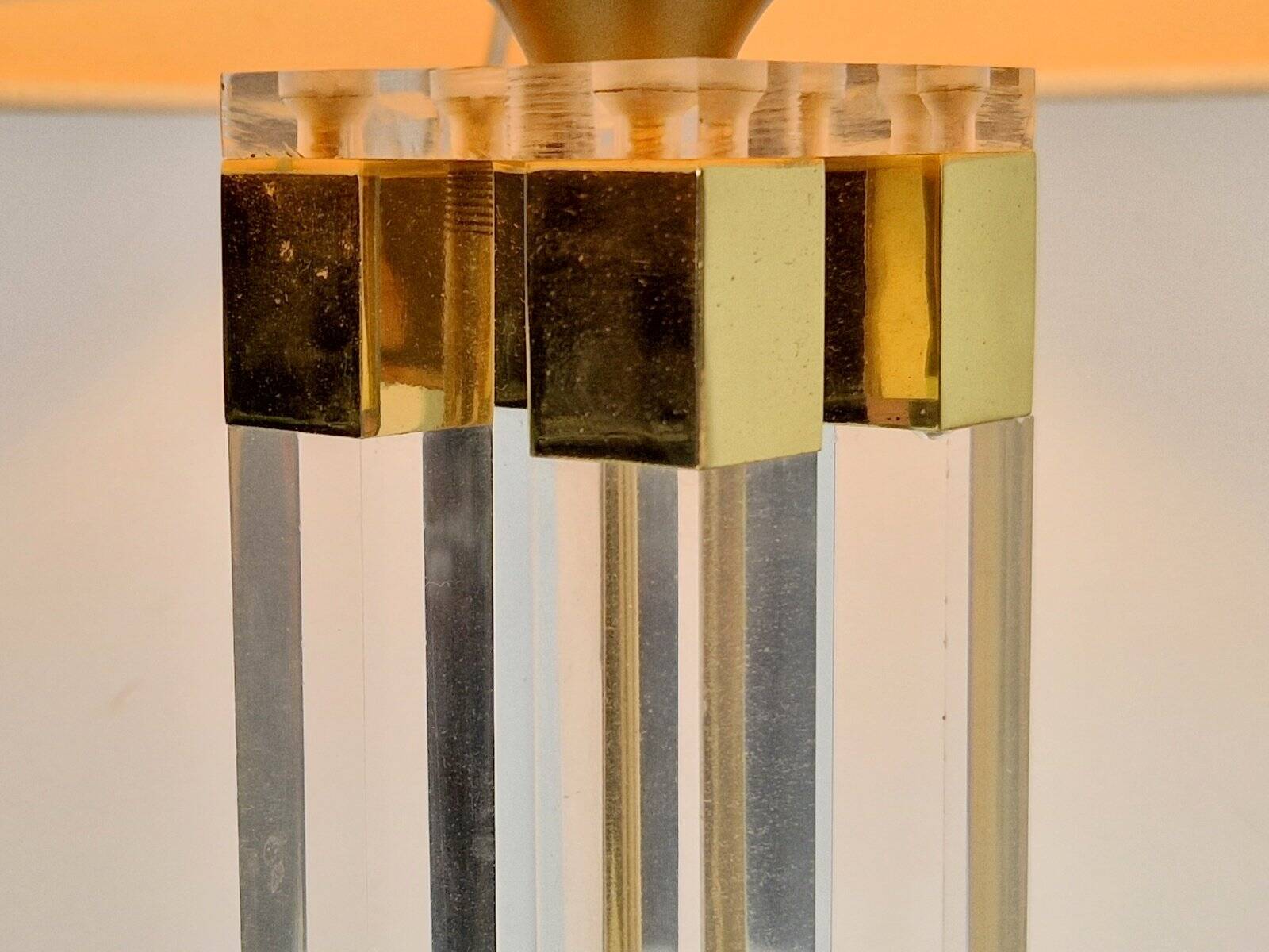 Vintage Regency Acrylic & Brass Table Lamp, Italy, 1970s