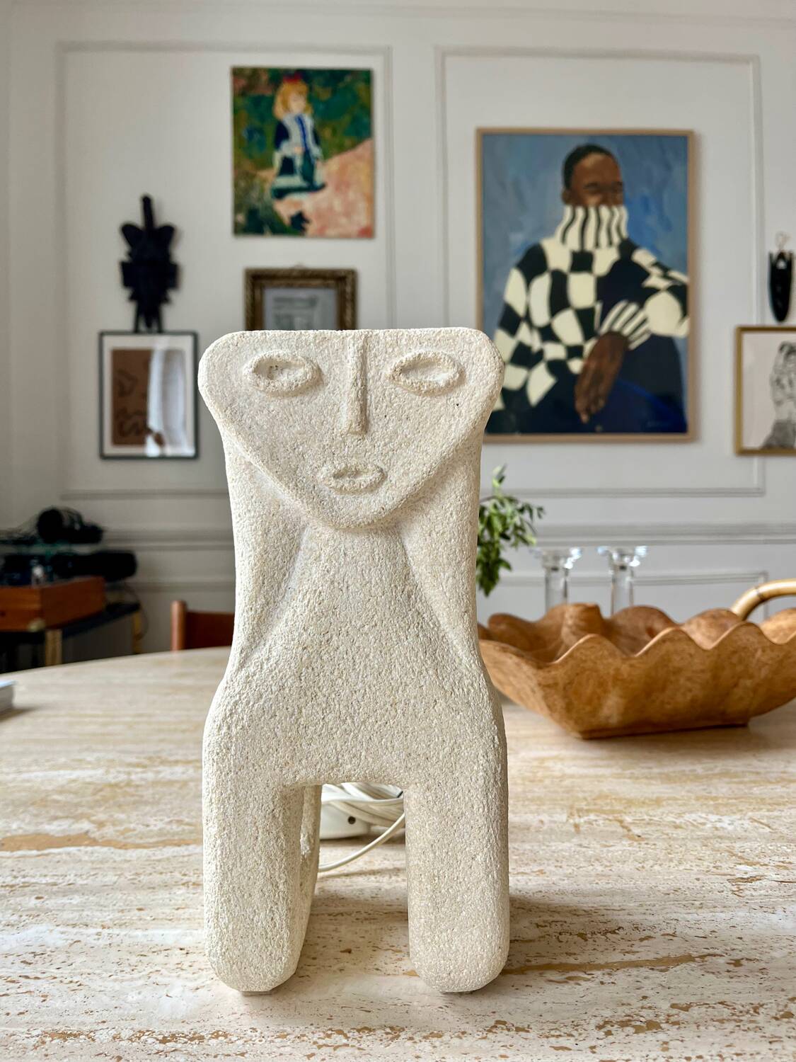 Stone lamp sculpture by the sculptor Albert TORMOS.