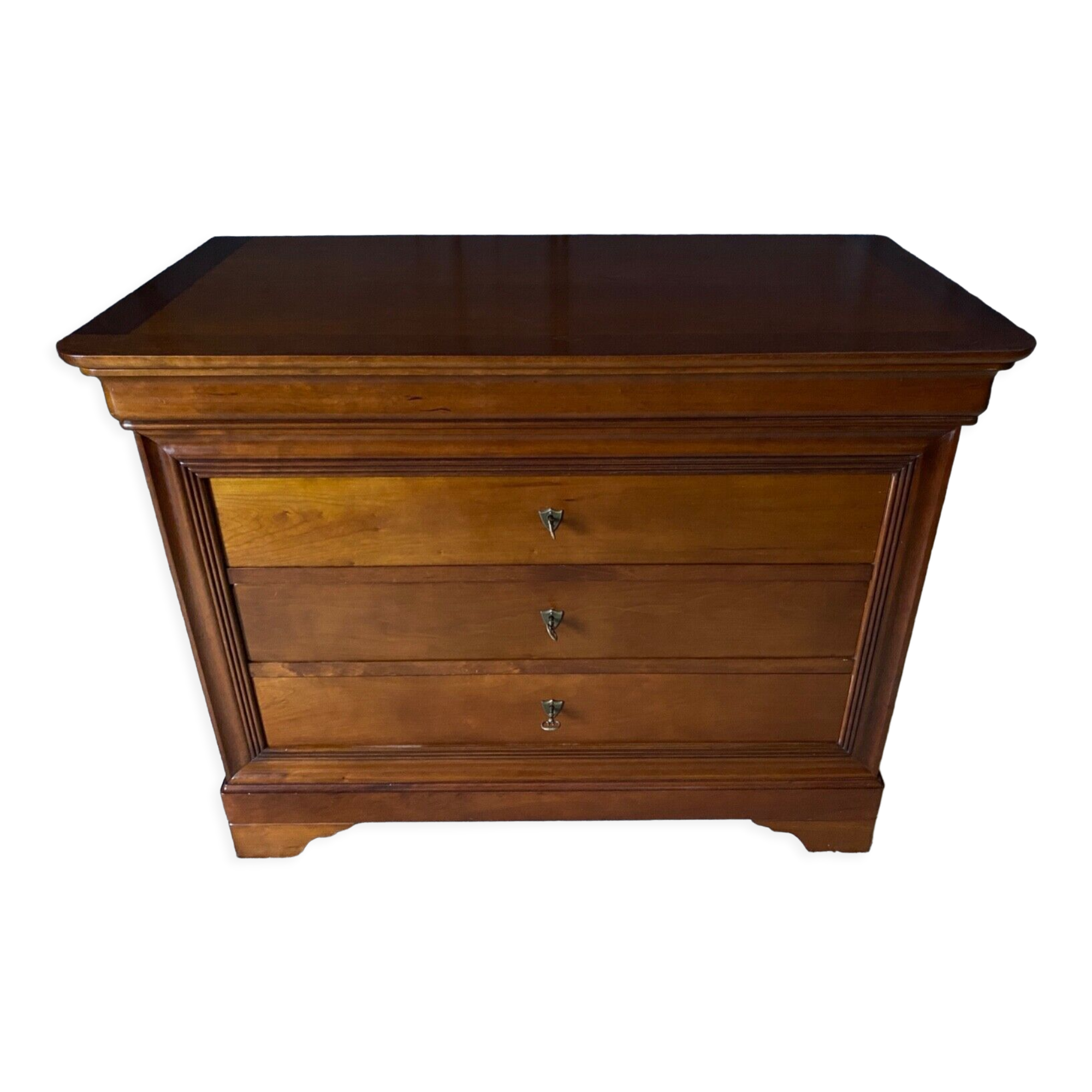 Commode en merisier 3 tiroirs XXe style Louis Philippe