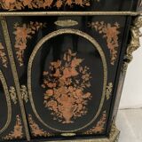 Meuble Napoléon III en bois noir et marqueterie de bois clair XIX siècle