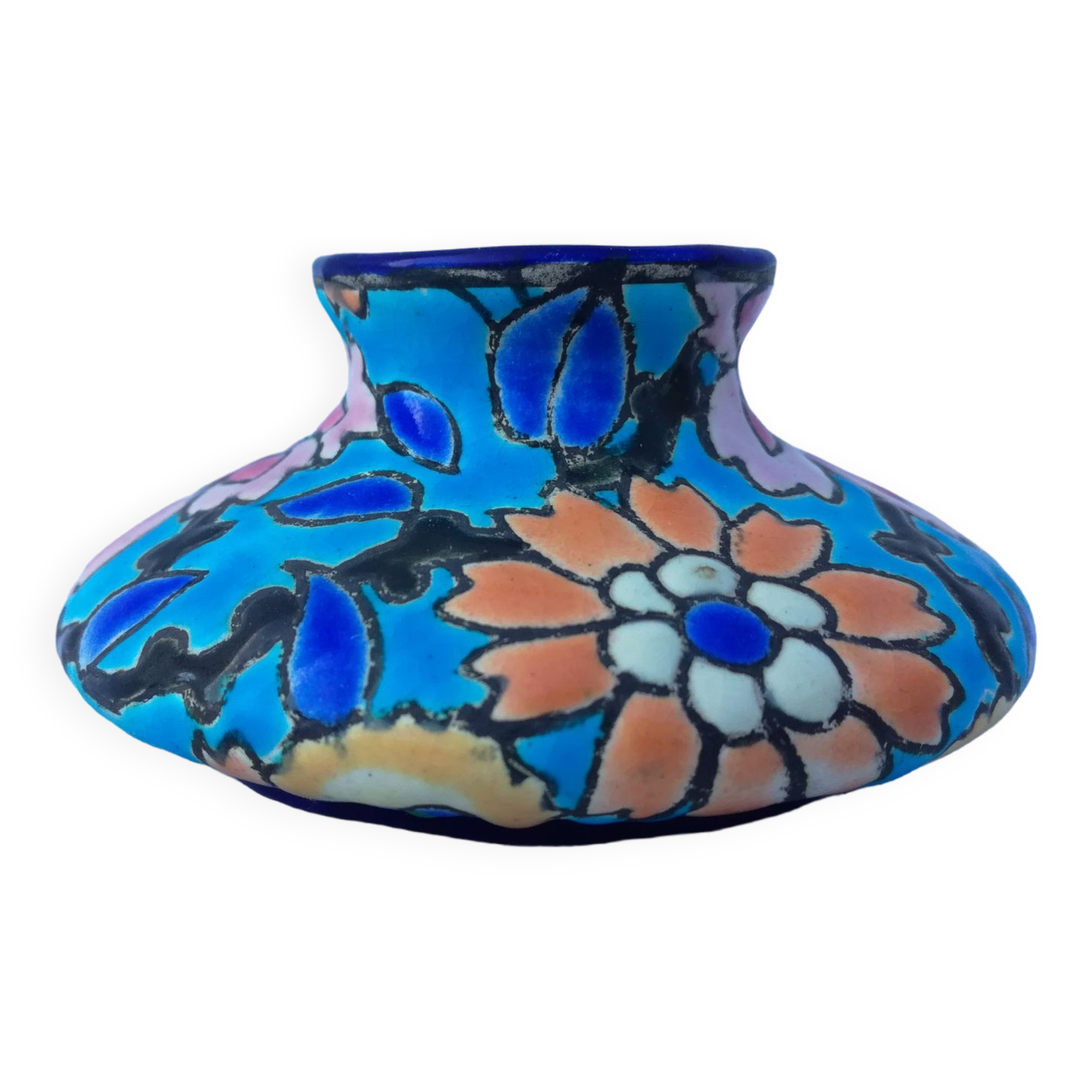 Faience vase and longwy enamels