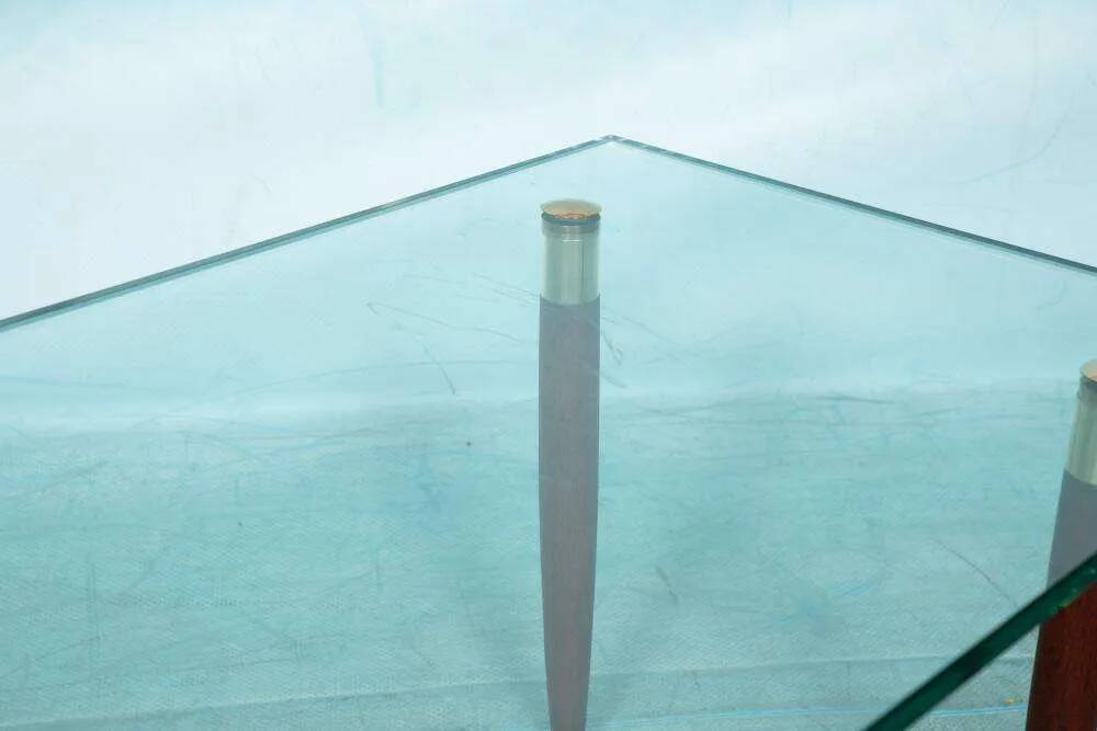 Vintage coffee table glass teak brass, mid-century coffee table.