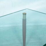 Vintage coffee table glass teak brass, mid-century coffee table.