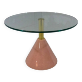 Pink natural stone & glass side table 1980’s Italy