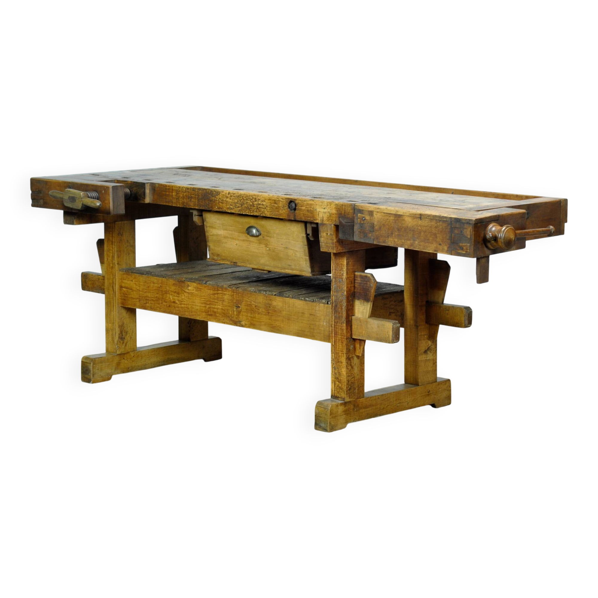 Oak carpenters workbench, circa 1920