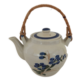 Chinese ceramic teapot floral pattern with rattan handle
