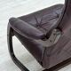 1970s, Scandinavian armchair, brown furniture leather, bent wood.