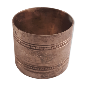 Round old silver metal towel