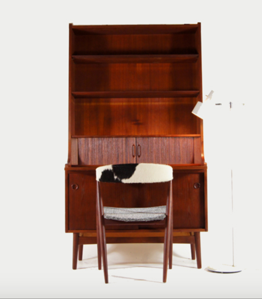 Vintage Danish retro office desk in 60s teak