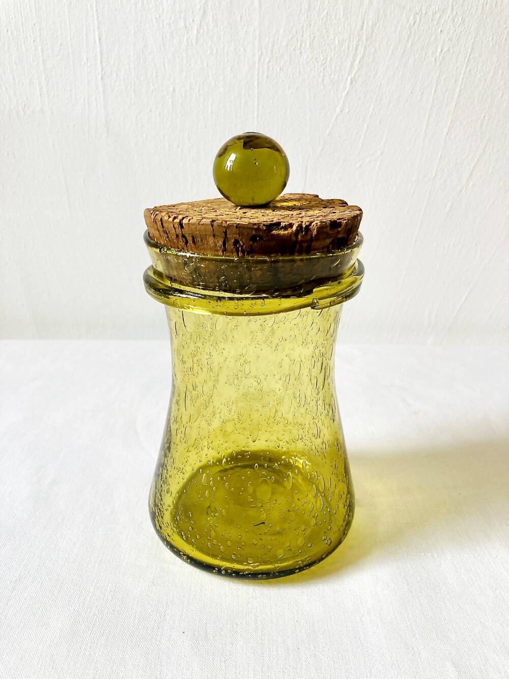 Bubble glass jar with lid, Biot glassware