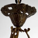 Bronze and glass pendant light with butterfly decoration, Degué, France, 1930