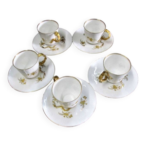 5 tasses à café anciennes - porcelaine