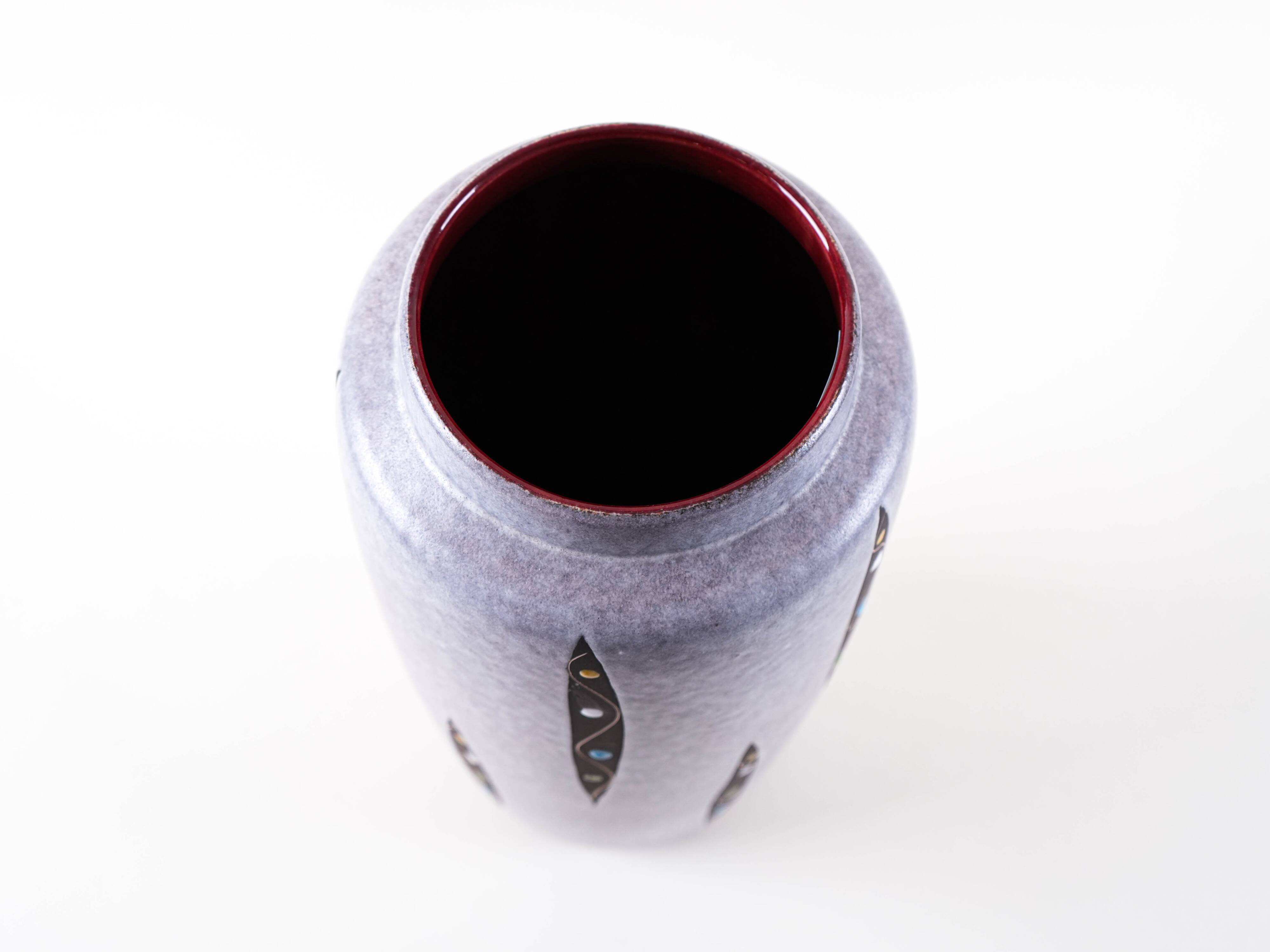 Vase en céramique grise, design allemand, années 1960, fabriqué en Allemagne de l'Ouest.