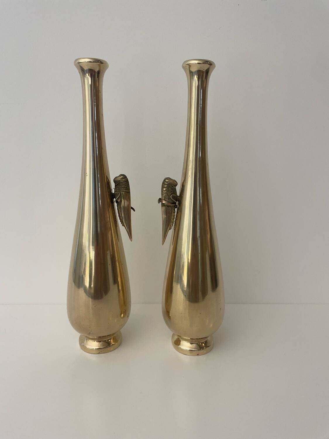 Pair of gilded bronze flower vases - Japan - 1900 Meiji era