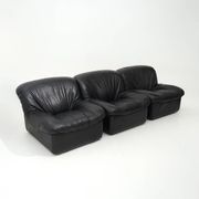 Modular black leather armchairs, 1970s