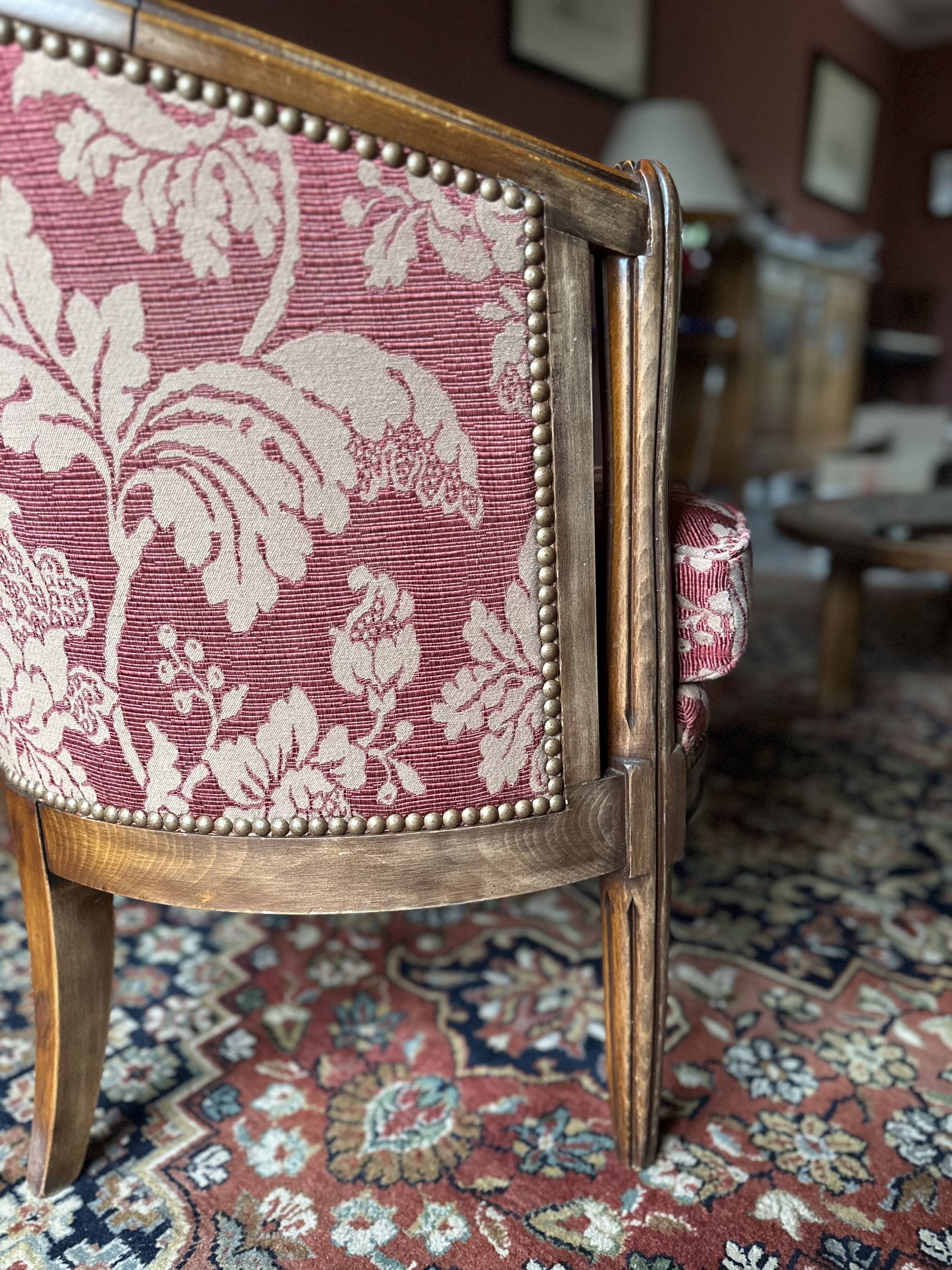 Set of Louis XVI style basket benches, 2 and 3 seats