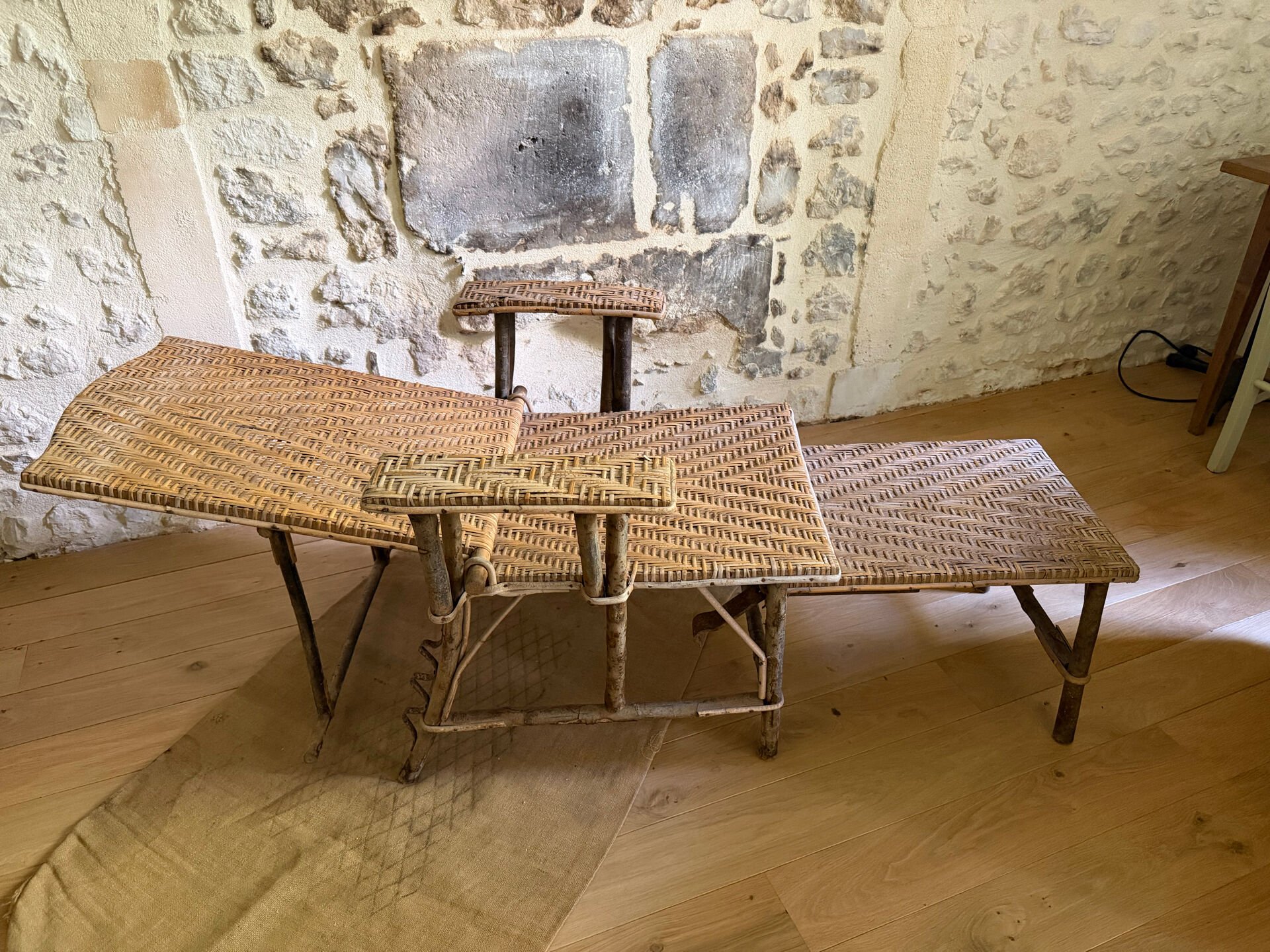 Chaise longue en rotin