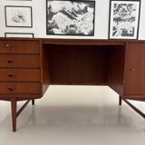 Vintage teak desk: double-sided