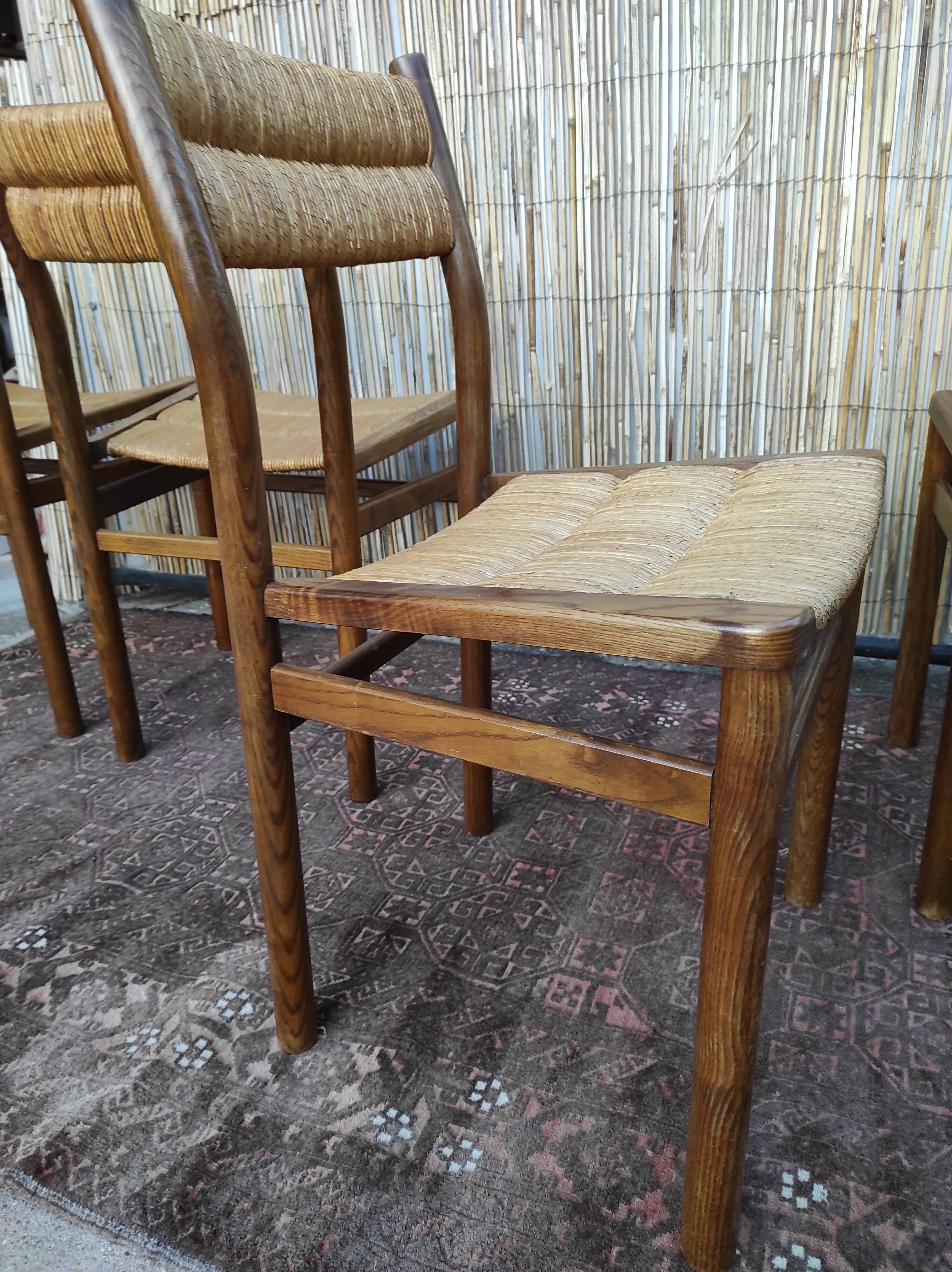 Lot 4 straw chairs by Pierre Gautier-Delaye, weekend model