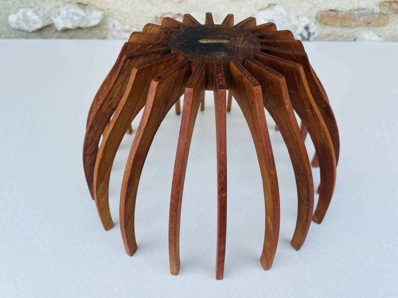 Danish teak and glass centerpiece by Fritz Hansen