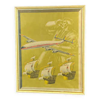 Aviation poster airplane airline Iberia Lineas Aereas Espanolas