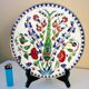 Enamelled plate Keramik decoration of ibiscus, cloisonné enamels, thick, Rhodes Greece