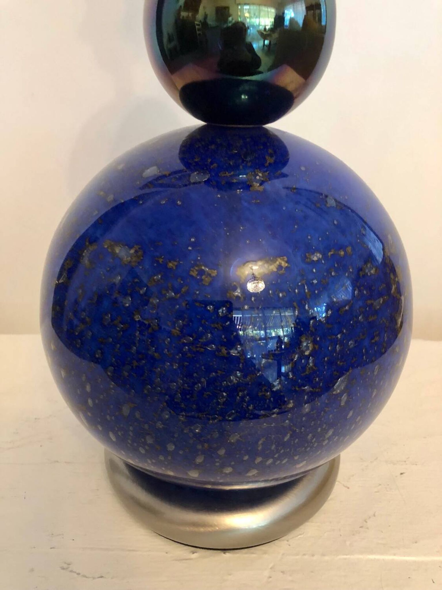 Vintage blue and gold blown glass lamp from the 80s/90s