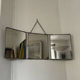 Large vintage barber's triptych mirror 1960