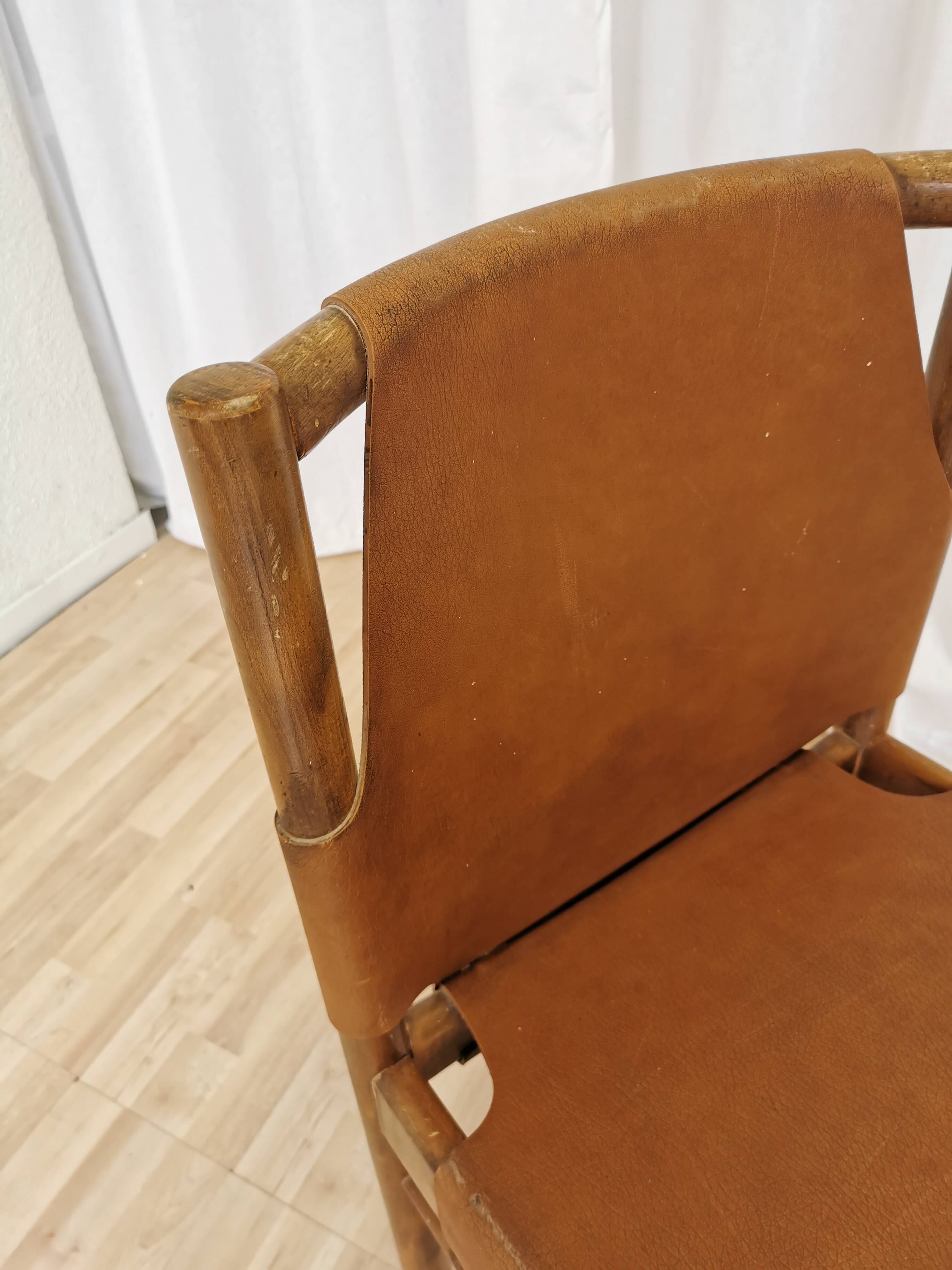 Vintage Janez Lajovic Leather Dining Chair: Mid-Century Modern 1980s