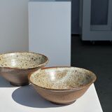 Duo of ceramic bowls interior glazed exterior matt raw earth