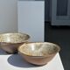Duo of ceramic bowls interior glazed exterior matt raw earth