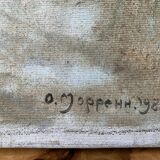 Latvian painting Landscape under the snow signed Olga Morrenn 1981