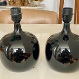 Paire de lampe à panse noires émaillées 1970