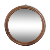 Round rattan mirror