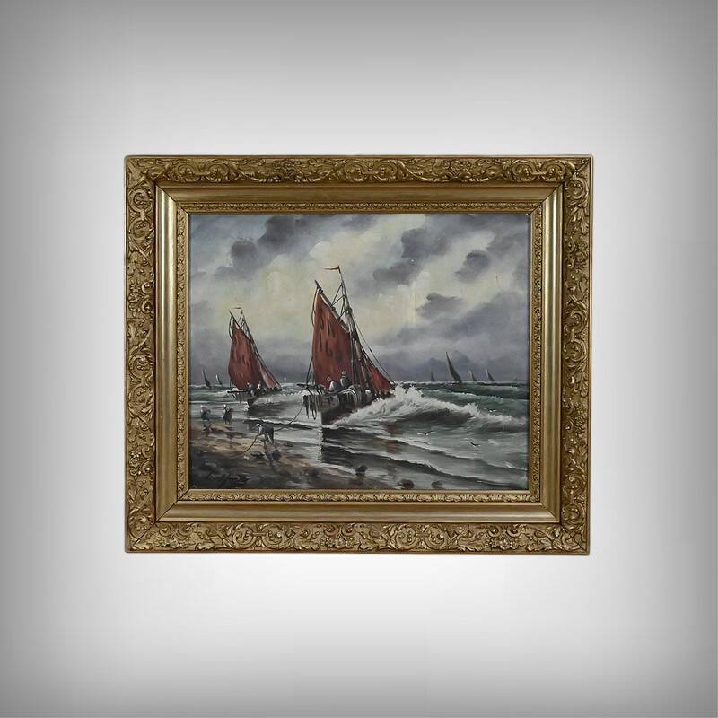 Tableau "Fishing Memory" signed L. Henry – late 19th century