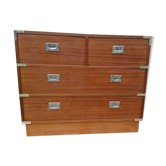 Renovated exotic wood veneer marine chest of drawers