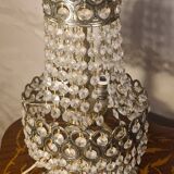 Bronze and brass table lamp 40x20 with crystal glass pendants from the 1940s to 1950s