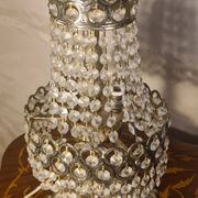 Bronze and brass table lamp 40x20 with crystal glass pendants from the 1940s to 1950s