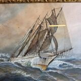 Frederick r. wagner (1937) (1864-1940) : aquarelle voilier en pleine mer