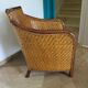 Fauteuil Style Colonial-Rotin tressé-Vintage-coussin simili cuir